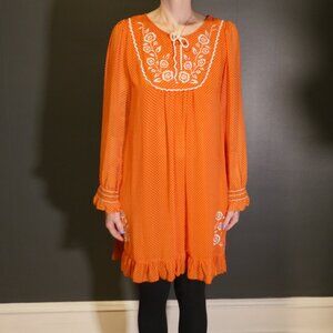 90s Babydoll CinemaClub orange polka dot dress